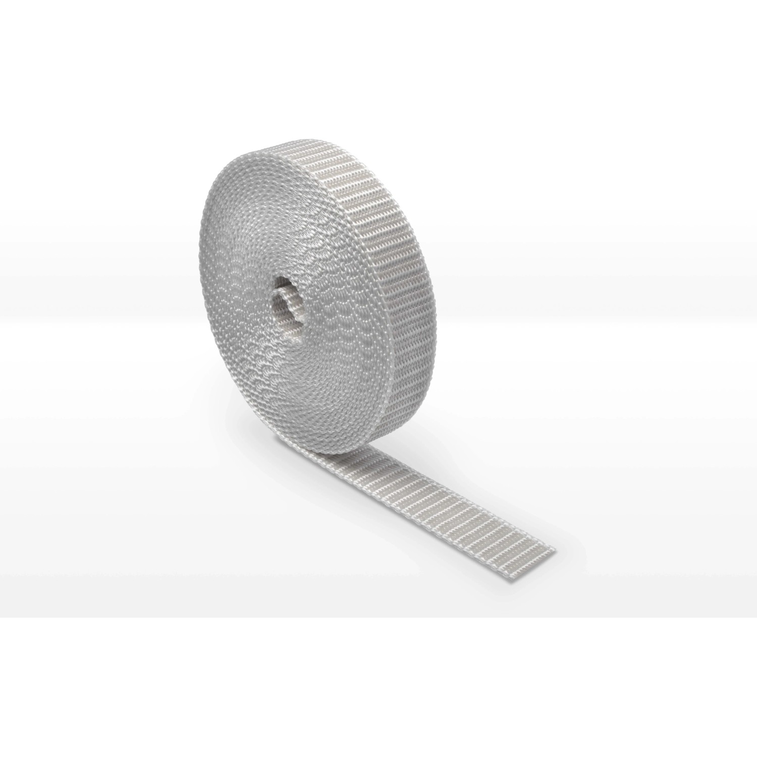 Grauer Schellenberg Rollladengurt Maxi, 23 mm breit und 6 m lang, aufgerollt.
