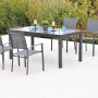 Merxx Milano Gartenmöbel-Set mit 4 Stapelsesseln und ausziehbarem Tisch (150-210x90cm).