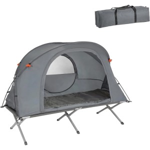SoBuy 4in1 Camping Zeltliege OGS60-HG, grau. Inkl. Schlafsack, Luftmatratze und Tragetasche.