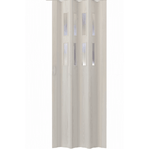 Forte Falttür Luciana Weiß mit 2 Fenstern, Kunststoff Schiebetür für den Innenbereich.