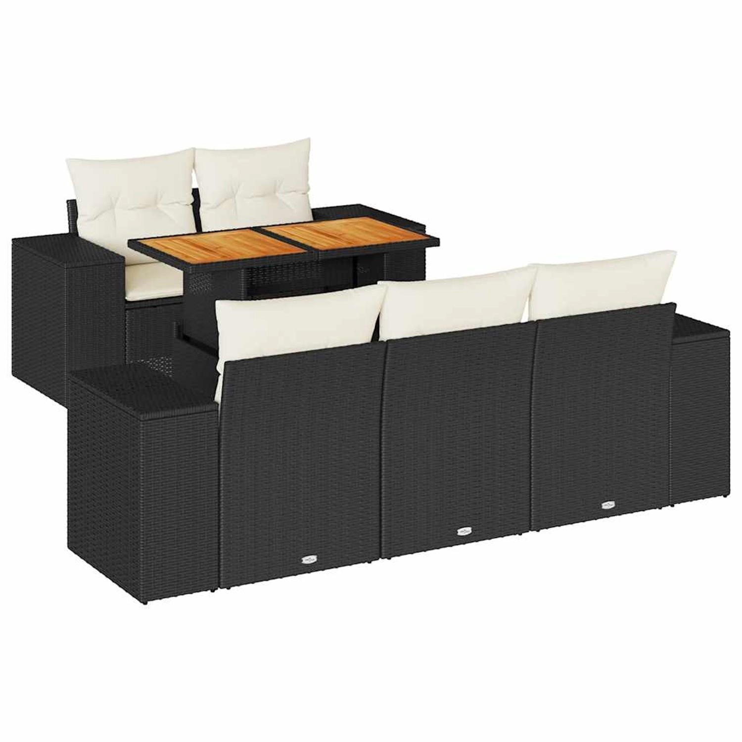 vidaXL 6-Tlg Garten-Sofagarnitur mit Kissen Schwarz Poly Rattan 3327325 günstig online kaufen