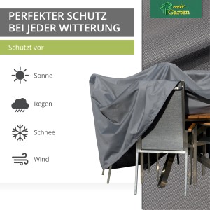 Graue Mehr Garten Schutzhülle für runde Sitzgruppe, 125x94 cm, schützt vor Sonne, Regen, Schnee und Wind.