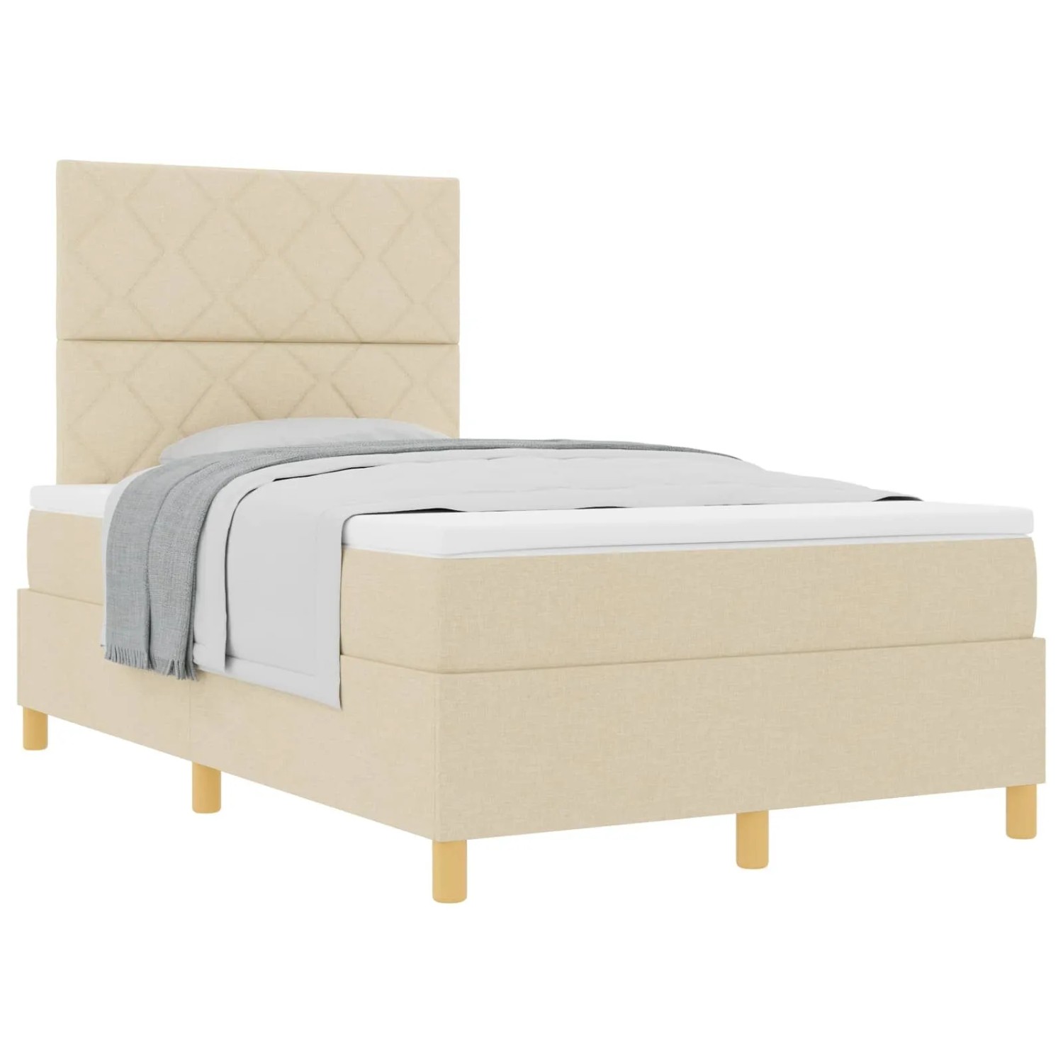 vidaXL Boxspringbett mit Matratze Creme 120 x 190 cm Stoff 3339684