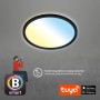 Smarte, dimmbare Brilo WiFi Deckenleuchte Slim in Schwarz mit App-Steuerung und CCT-Funktion.