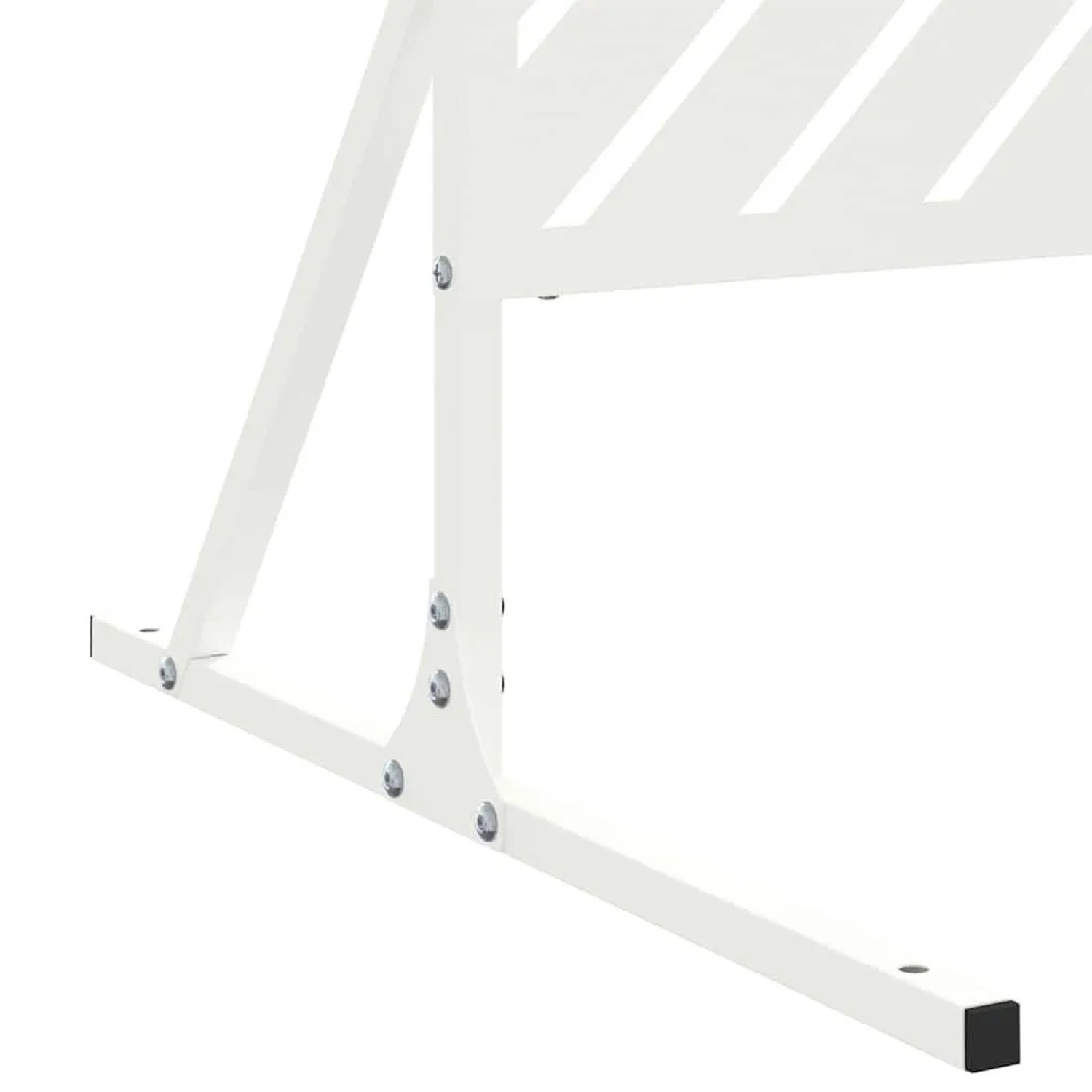 Stabile weiße Stahlbasis des vidaXL Sichtschutzes, Detail der verschraubten Konstruktion für Zäune.