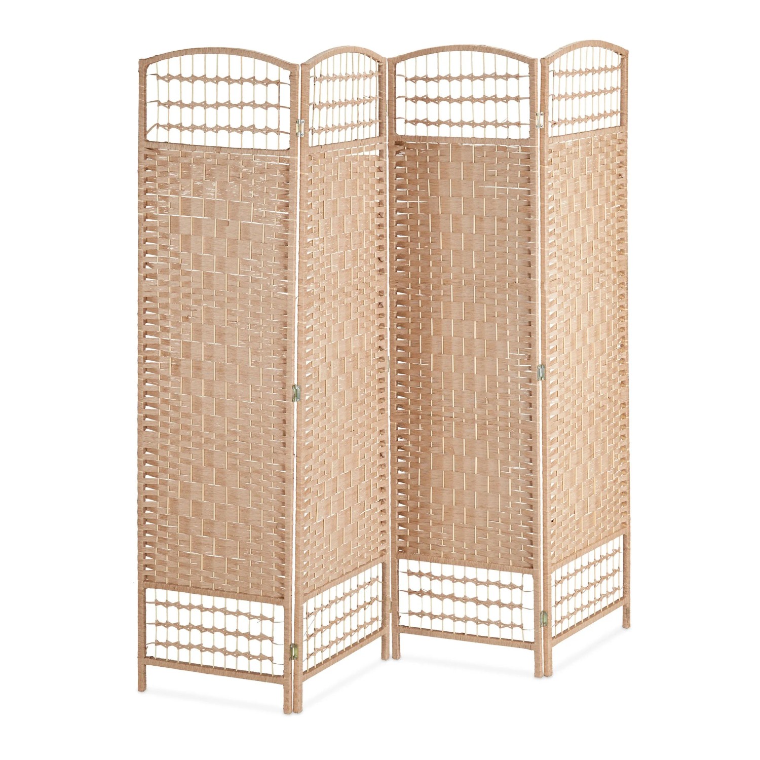 Relaxdays Paravent Holz Natur 4-teilig 180 cm x 180 cm x 2 cm