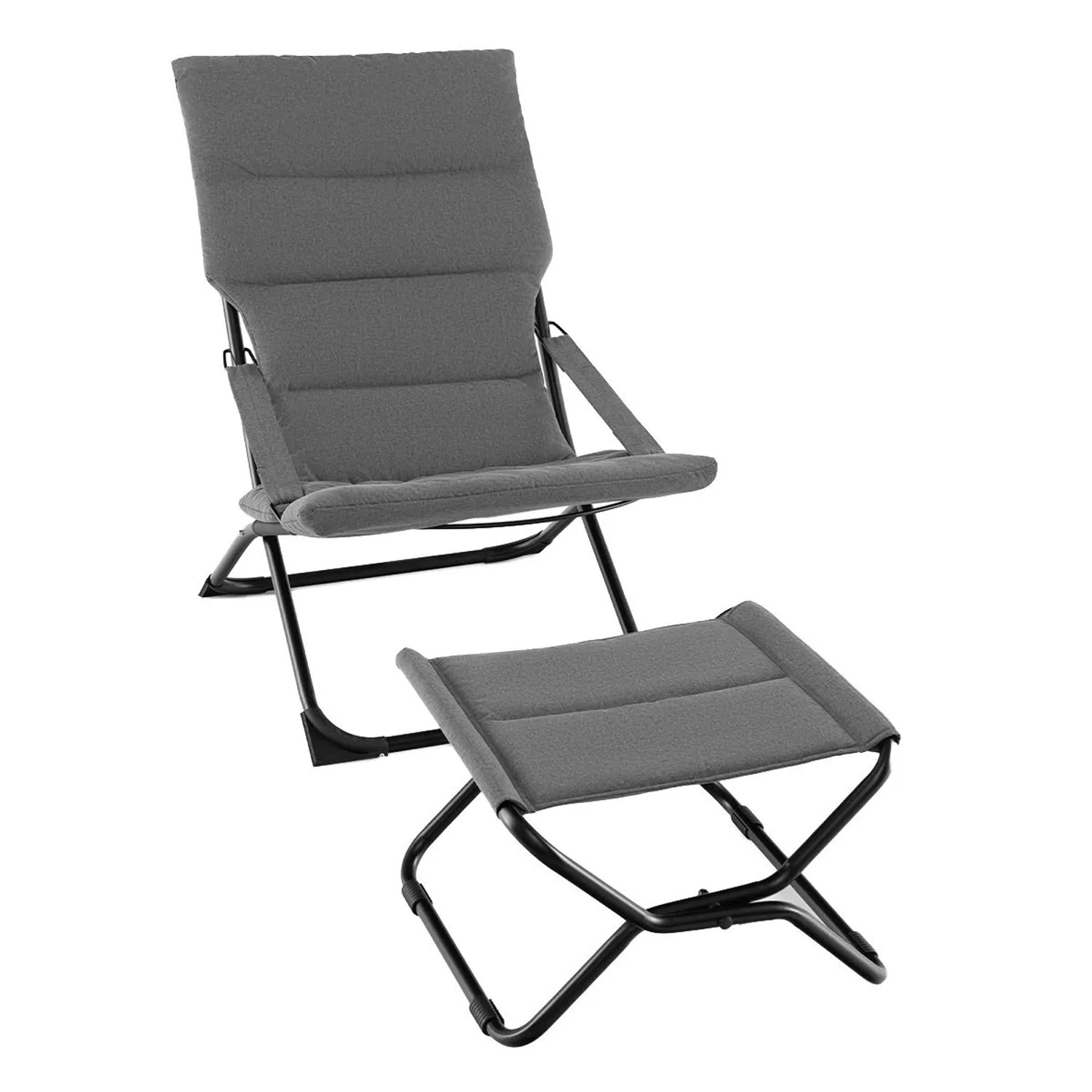 Costway Klappbarer Liegestuhl mit Abnehmbaren Kissen Grau