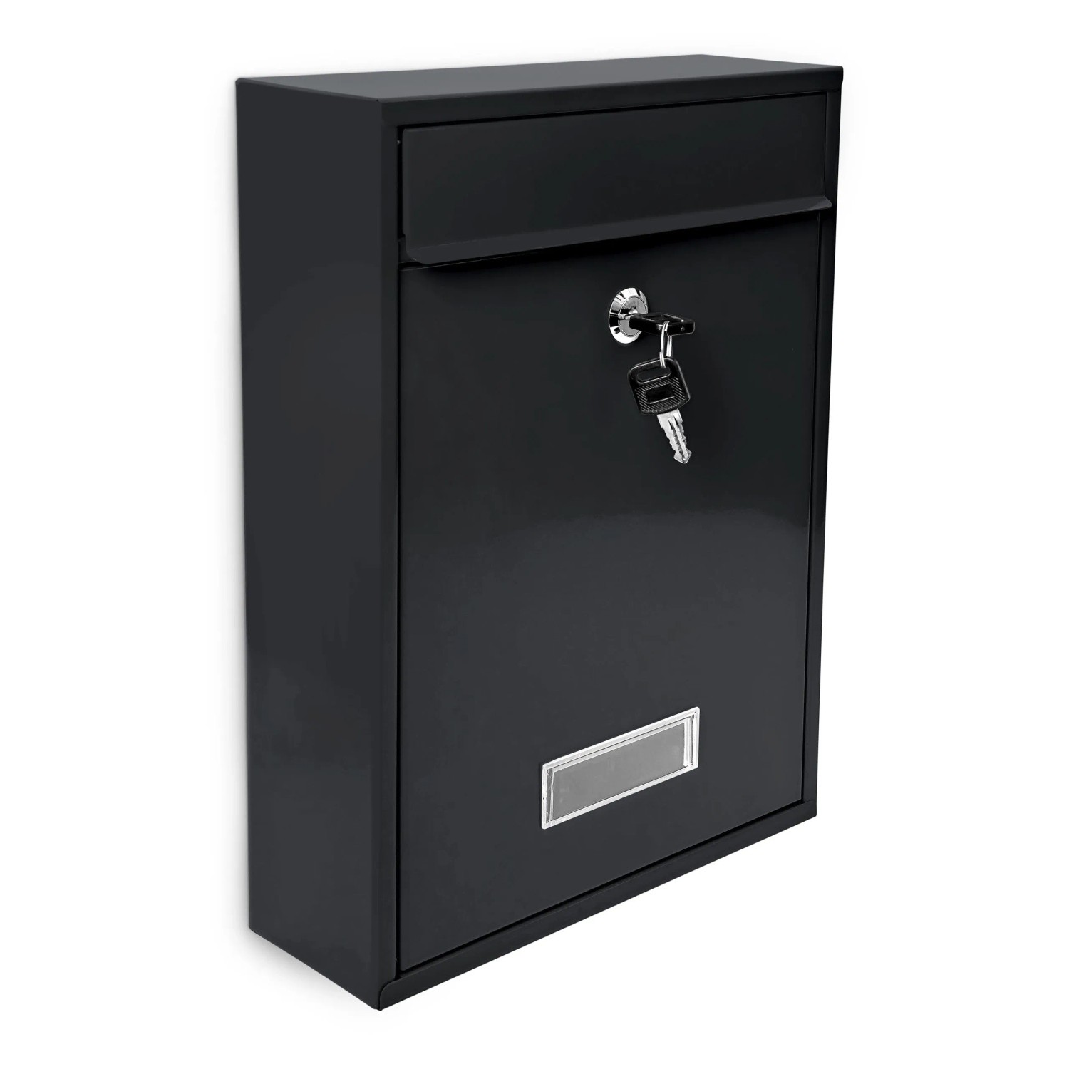 Relaxdays Briefkasten Metall Schwarz Abschließbar 35 cm x 26,5 cm x 8,5 cm
