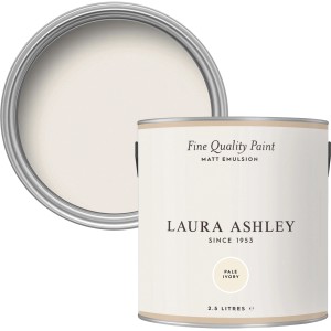 Laura Ashley Wandfarbe Pale Ivory Beige, 2,5l Dose. Elegante, helle Wandfarbe für Innenräume.