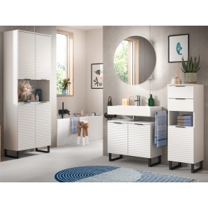 Inn.Furn Badmöbel-Set 4-teilig Weiß 205 cm mit Soft-Close Roove