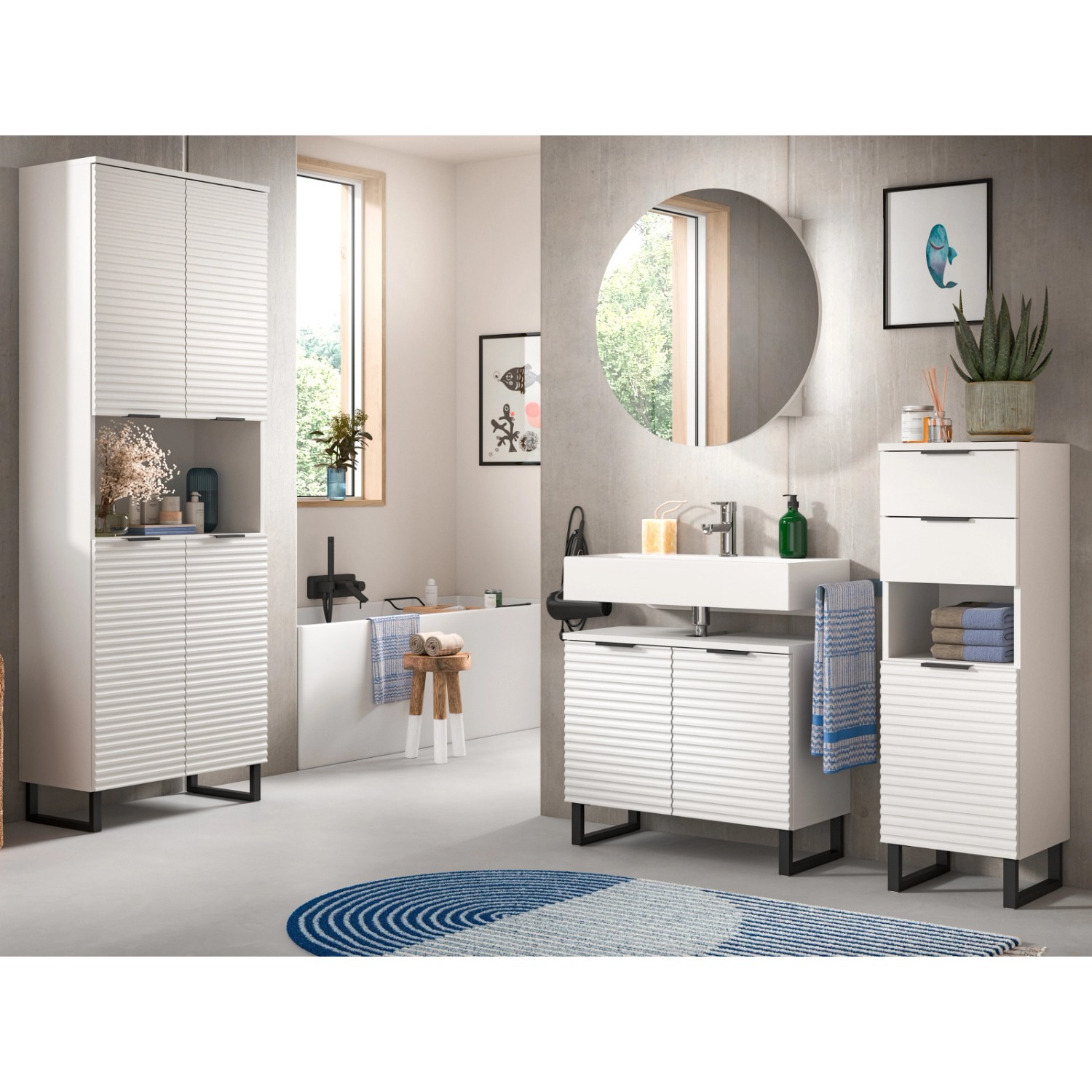 Inn.Furn Badmöbel-Set 4-teilig Weiß 205 cm mit Soft-Close Roove günstig online kaufen