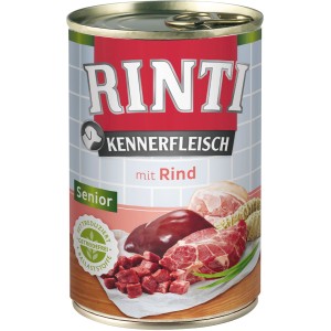 Rinti Kennerfleisch Senior Rind, 400g Dose Hunde-Nassfutter mit hohem Fleischanteil.