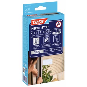 tesa® Insect Stop Klett Fliegengitter Premium für Fenster, weiß, max. 130x130cm