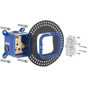 pianura Universal-Grundkörper Unterputz für Wannenarmaturen, bestehend aus Montagebox, Dichtmanschette und Befestigungsmaterial.