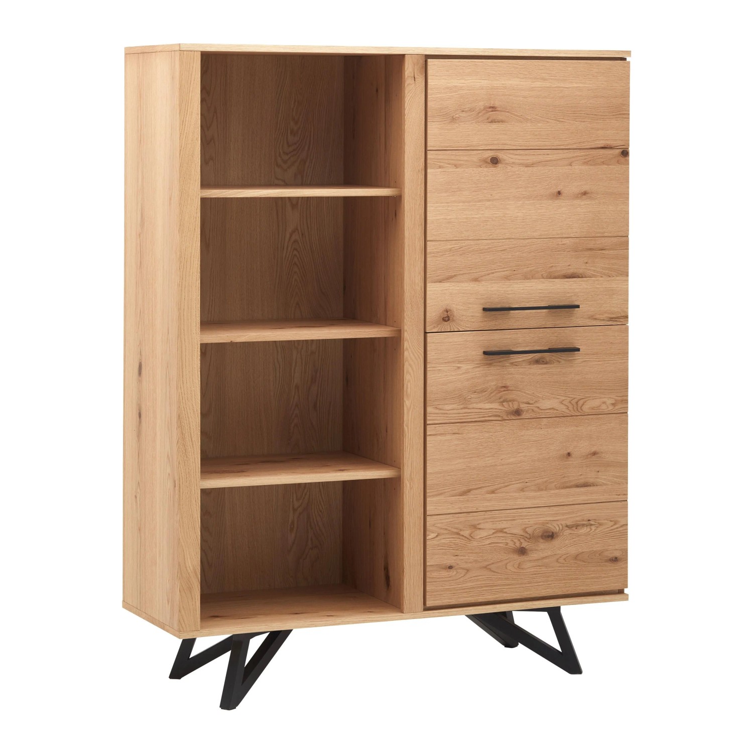 Bessagi Home Highboard Emilio Eichefarben Echtholz/MDF