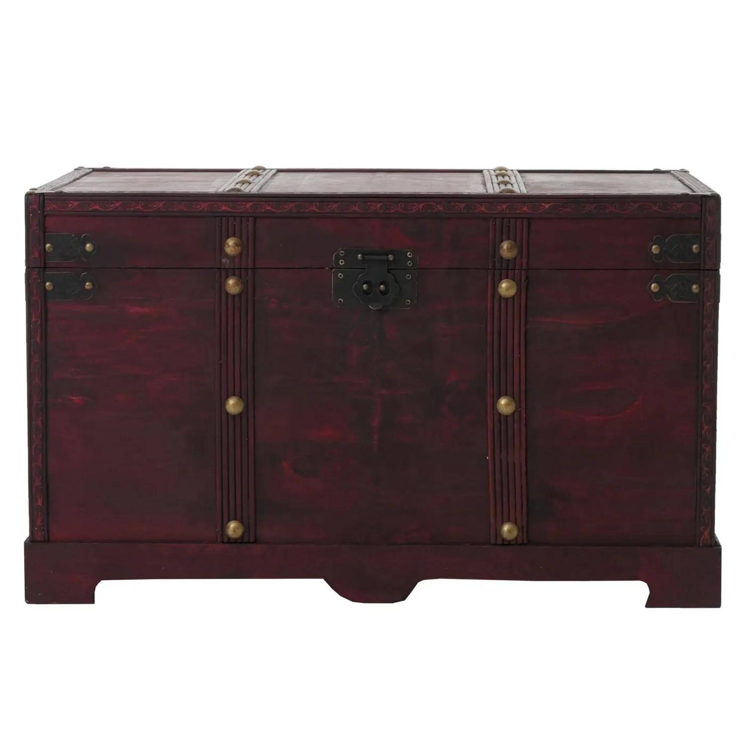 Rechteckige MCW Holztruhe Antibes in Antikoptik, 39x67x38cm, ideal zur Aufbewahrung.