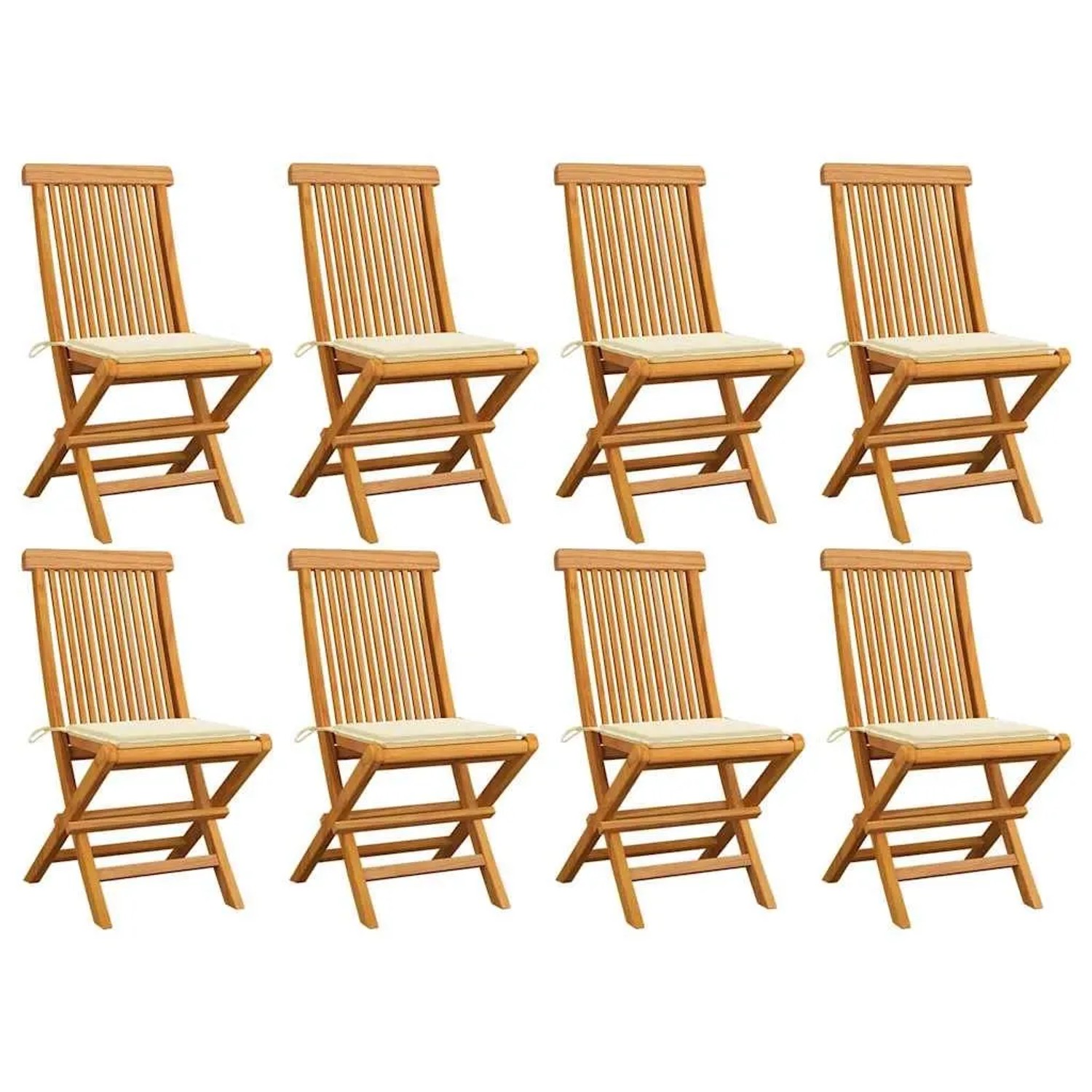 vidaXL Gartenstühle mit Creme Kissen 8 Stk Massivholz Teak 3072919 günstig online kaufen