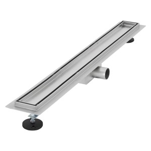 LuxeBath Duschrinne, 80cm, befliesbar, extra flach, silber, doppelseitig. Duschzubehör für barrierefreies Bad.