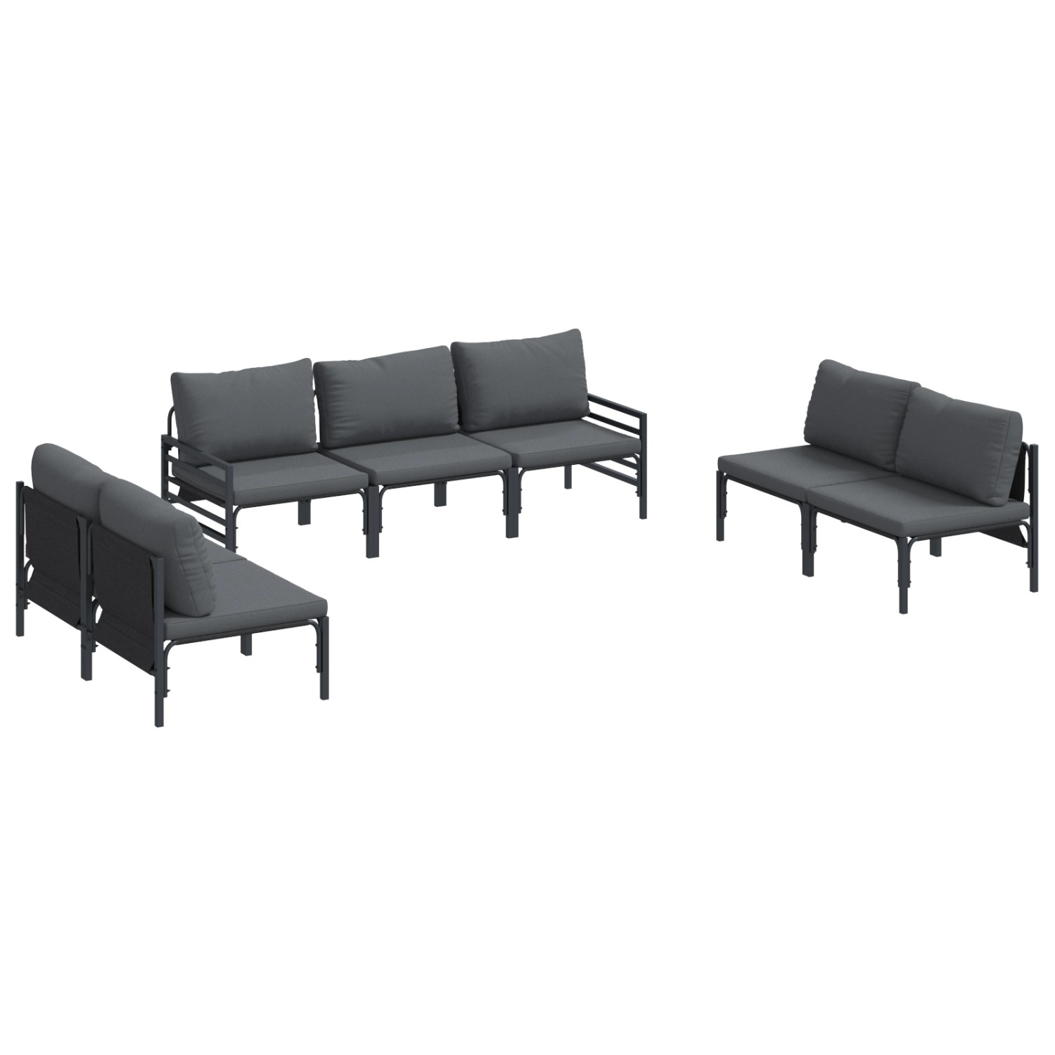 vidaXL Garten-Sofa-Set 7-Tlg Anthrazit Stahl 3378980 günstig online kaufen