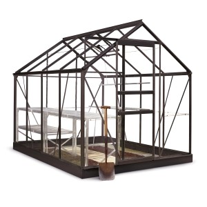 Schwarzes Halls Gewächshaus Popular 86 mit Fundamentrahmen, 5 m² Fläche.