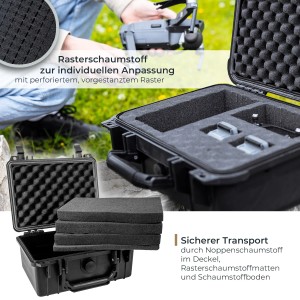 HMF ODK100 Outdoor-Fotokoffer Transportkoffer Rasterschaumstoff 23 x 19 x 11 cm
