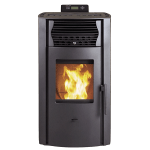 Schwarzer SCHENGER Pelletofen HP51 mit Flamme, 8,8kW, A+, vollautomatisch mit WIFI und Timer.