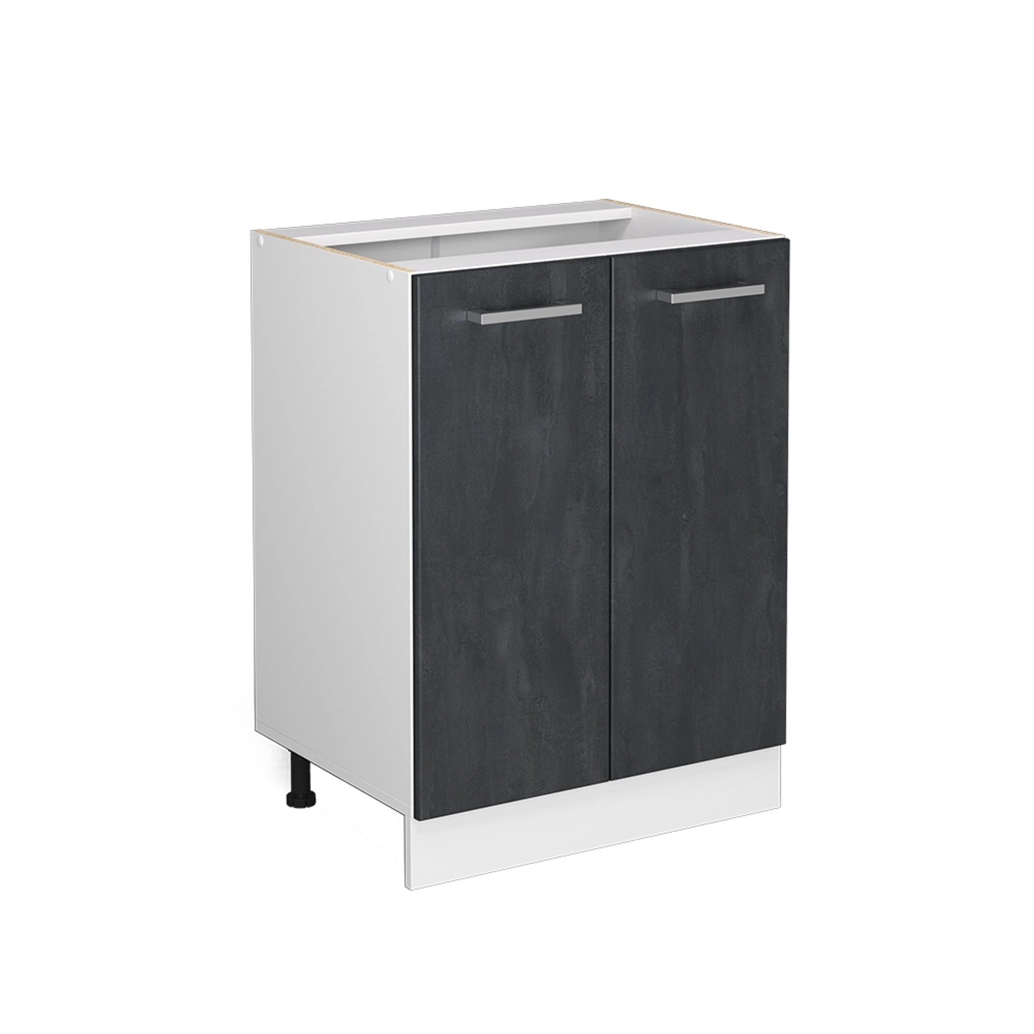 Vicco Küchenunterschrank R-Line Schwarz Beton/Weiß 60 cm ohne Arbeitsplatte