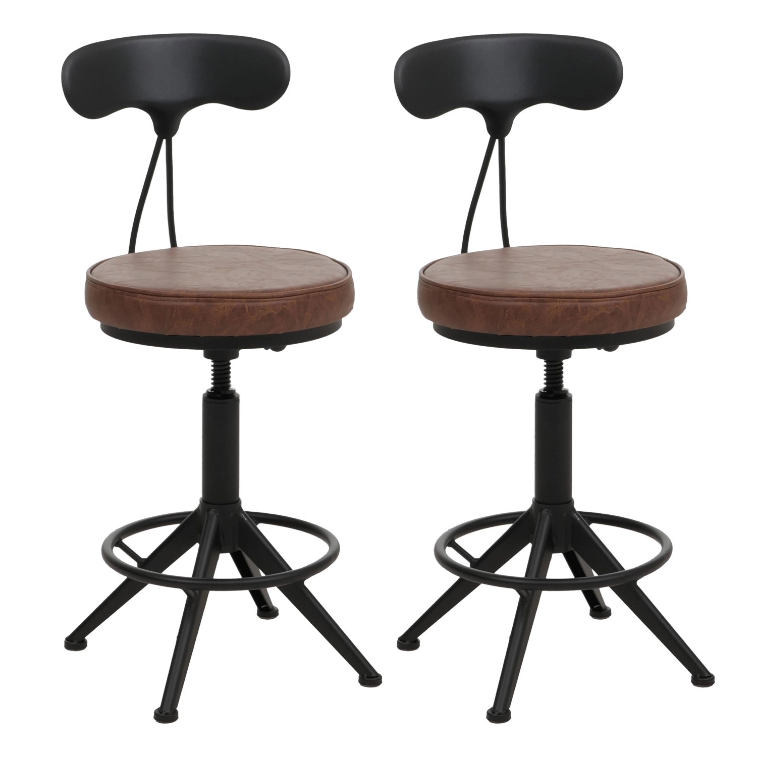 PROREGAL 2er-Set Barhocker Mit Lehne Sitzhöhe 51-73cm Kunstleder Metall Bra günstig online kaufen