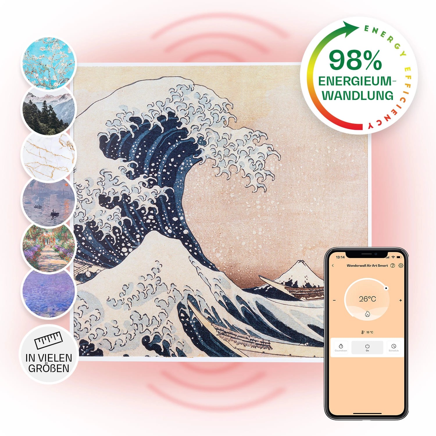 Klarstein Wonderwall Air Art Smart Infrarotheizung 60x60 cm 350 W Wandinsta günstig online kaufen