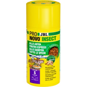 JBL Pronovo Insect Stick S, Fischfutter-Sticks für Aquarienfische von 3-10 cm, gelbe Dose.