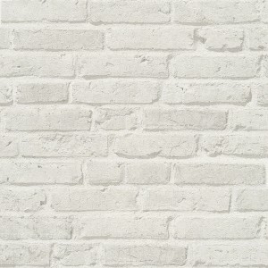 Weiße Bricoflor Vliestapete in Steinoptik für Wohnraum und Küche.