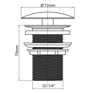 Technische Zeichnung: baliv Schaftventil SV-3460, Gold Matt, mit Maßangaben.