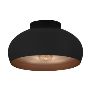 Eglo Deckenleuchte Mogano, 1-flammig, schwarz-kupferfarben. Runde Deckenlampe für E27 Leuchtmittel.