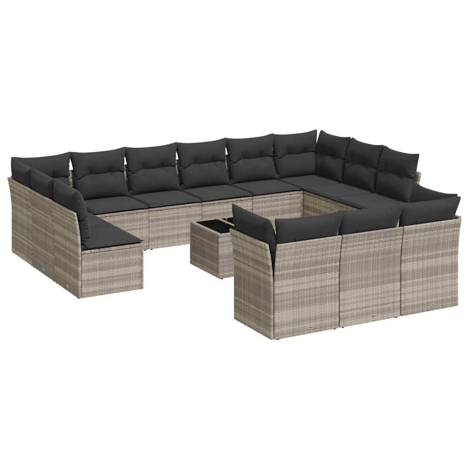 vidaXL 14-Tlg Garten-Sofagarnitur mit Kissen Hellgrau Poly Rattan 3218462 günstig online kaufen