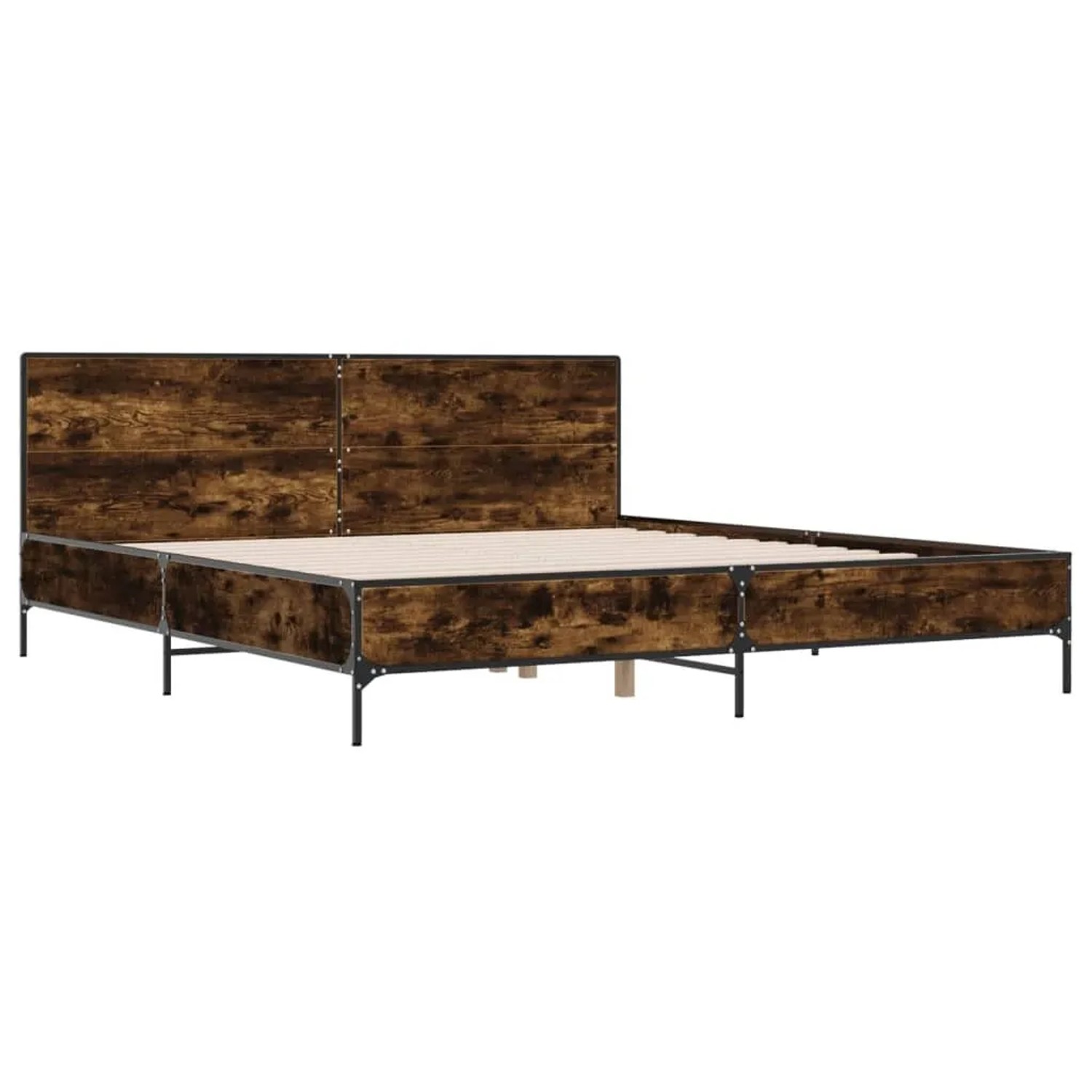 vidaXL Bettgestell Räuchereiche 180x200 cm Holzwerkstoff und Metall 3280014 günstig online kaufen