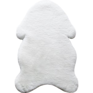 Weißer Kunstfell Teppich, 60x90 cm, kuschelig weich für die Innendekoration.