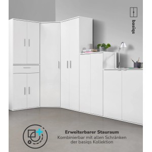 Mokebo Besenschrank in Weiß als Büroschrank-System mit mehreren Schrankelementen.