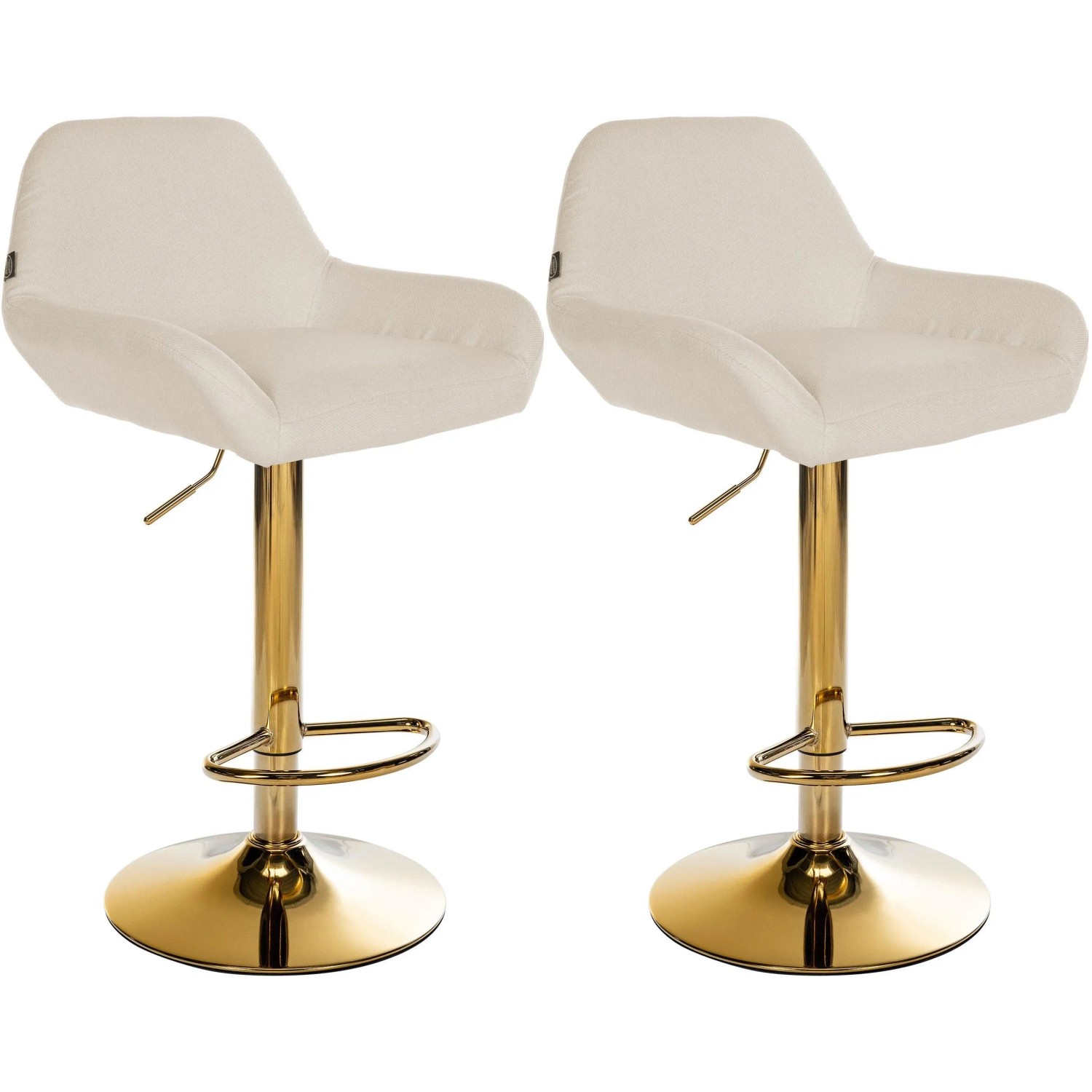 CLP 2er Set Barhocker Braga Gold Stoff Creme