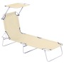 Outsunny Sonnenliege, klappbar, mit Dach, beige. Gartenliege bis 120 kg belastbar.