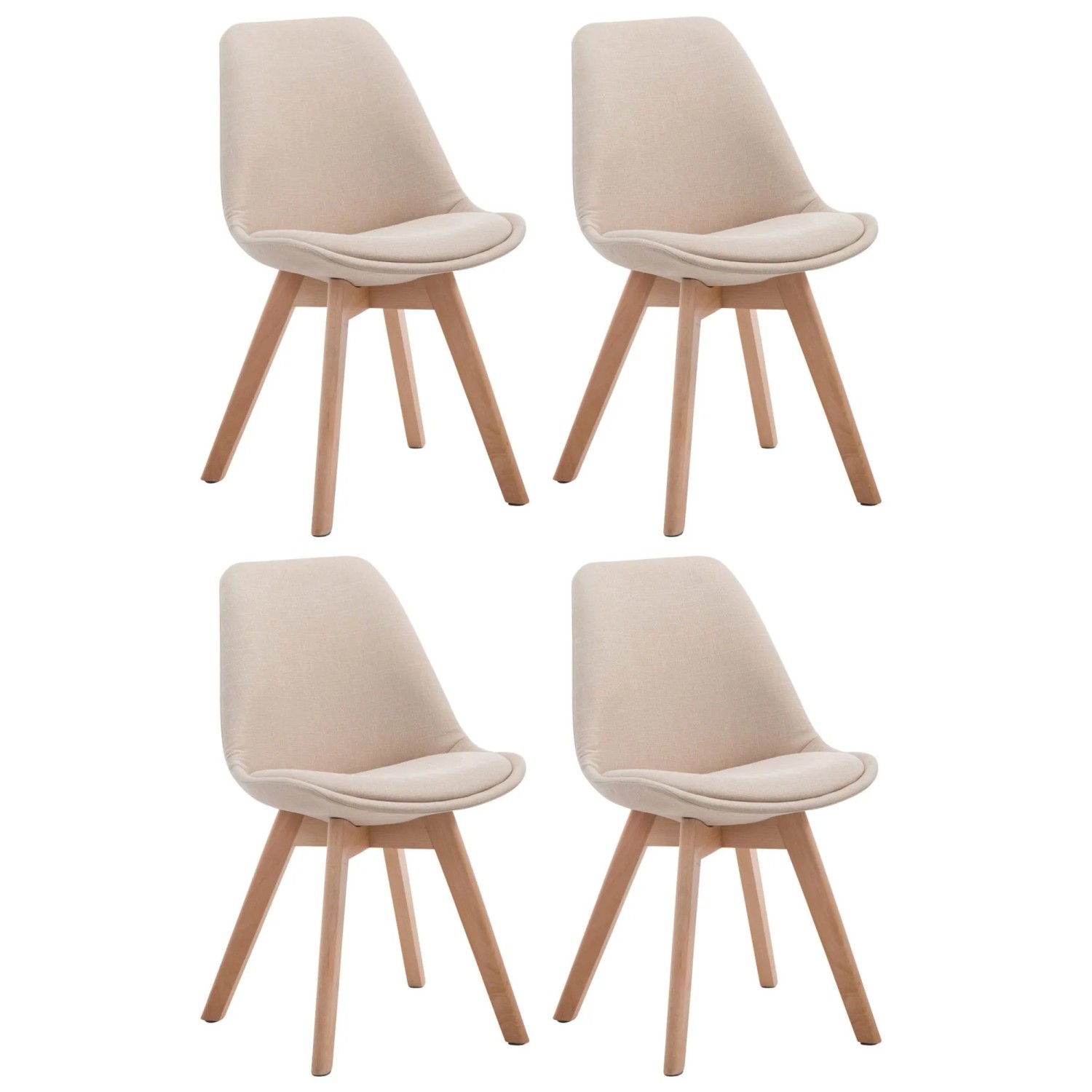 CLP 4er Set Besucherstühle Borneo V2 Stoff Creme/Natura