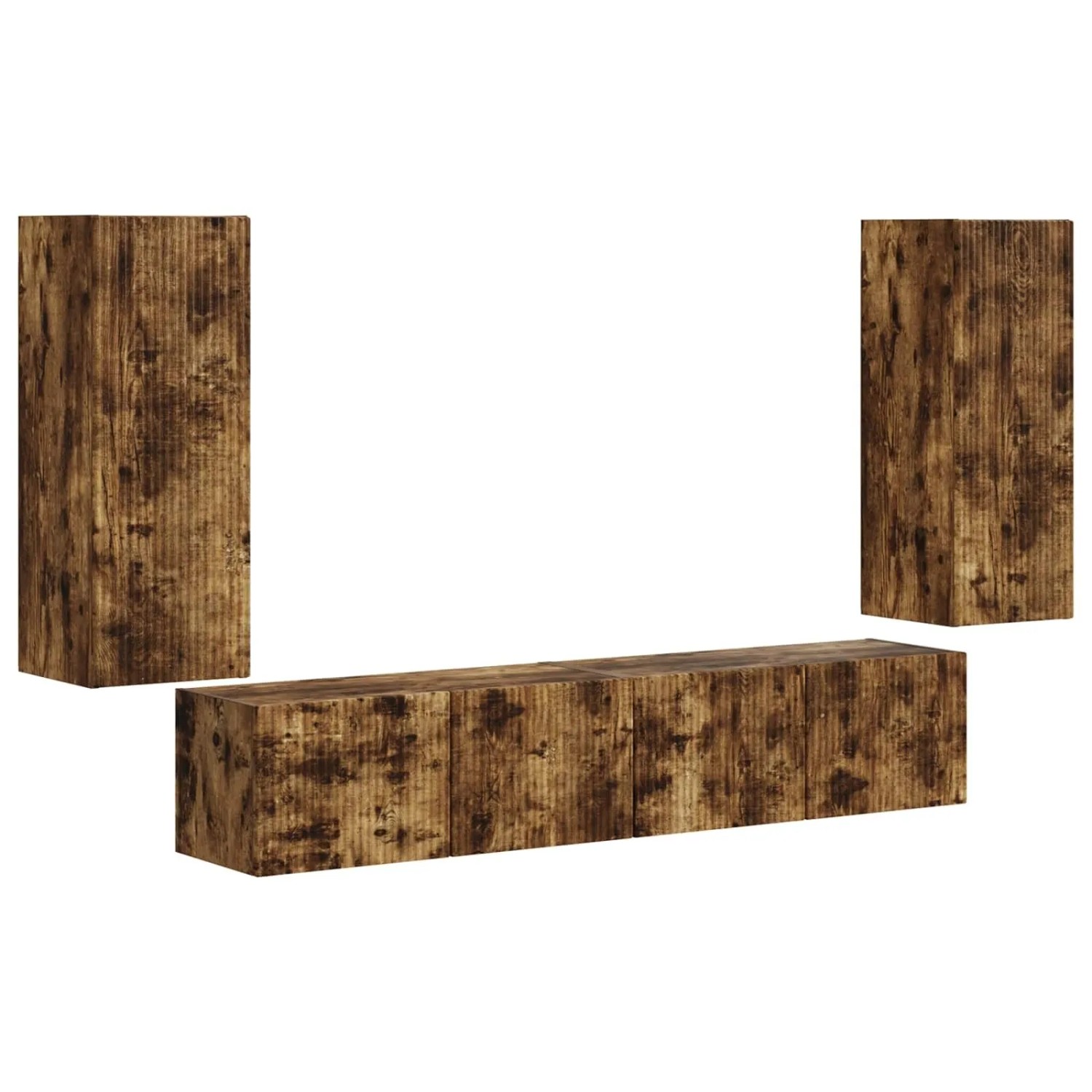 vidaXL TV-Wandregal-Set 4 Stk Geräucherte Eiche Holzwerkstoff 3408921