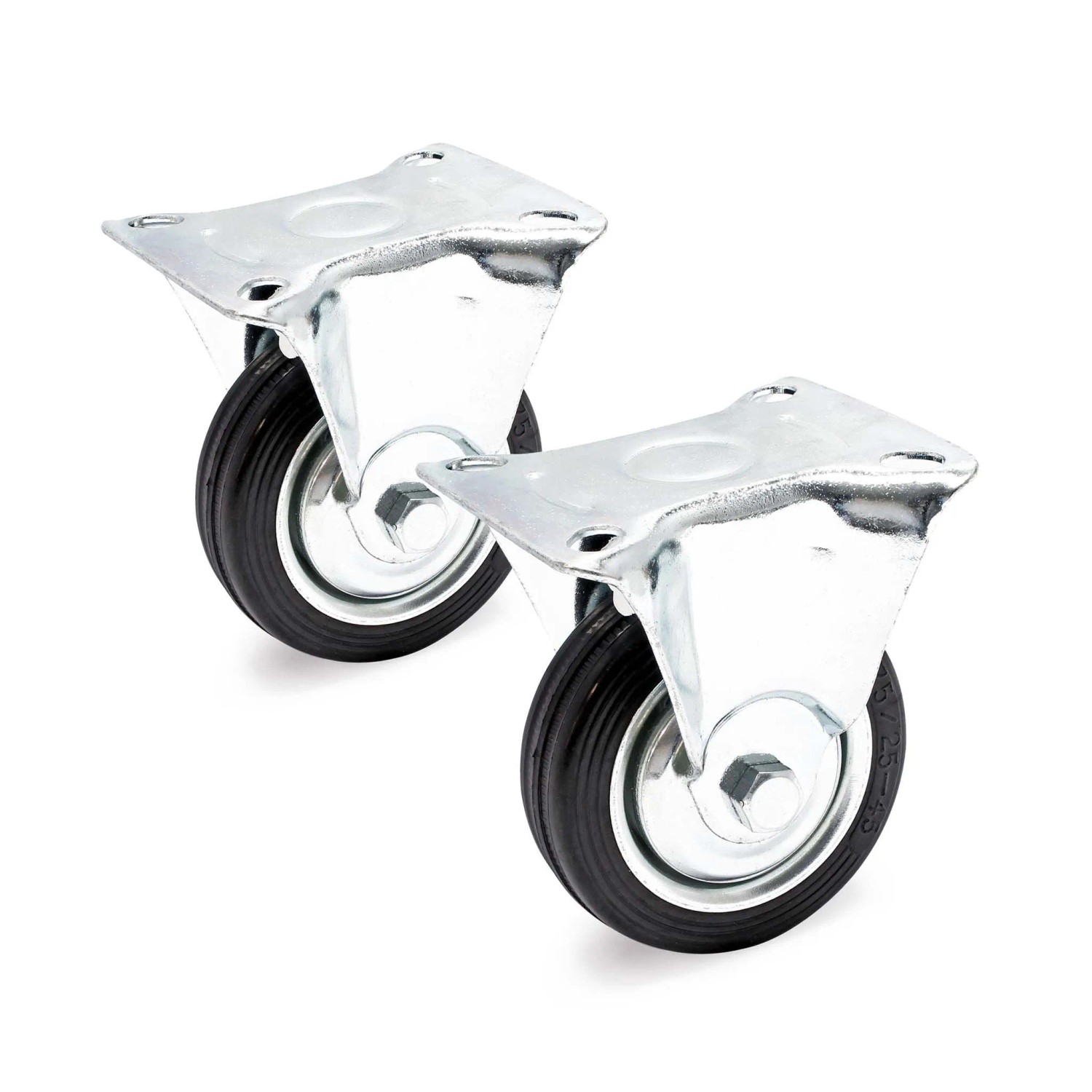 Wiltec Bockrollen Set 2X Transportrolle Vollgummirad 75Mm 50Kg Metallfelge
