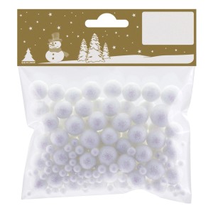 Dekobällchen aus Polyschaum, weiß, mit Glitzer, für Weihnachtsdekoration.