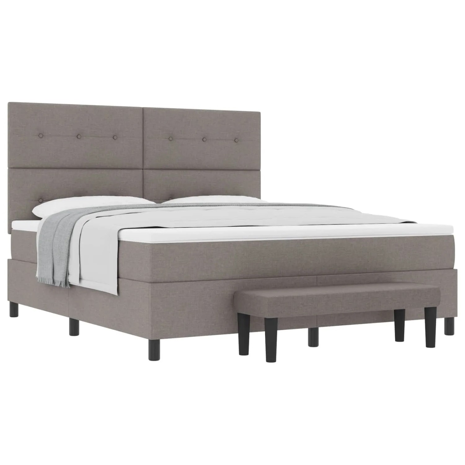 vidaXL Boxspringbett mit Matratze Taupe 180 x 200 cm Stoff 3344090
