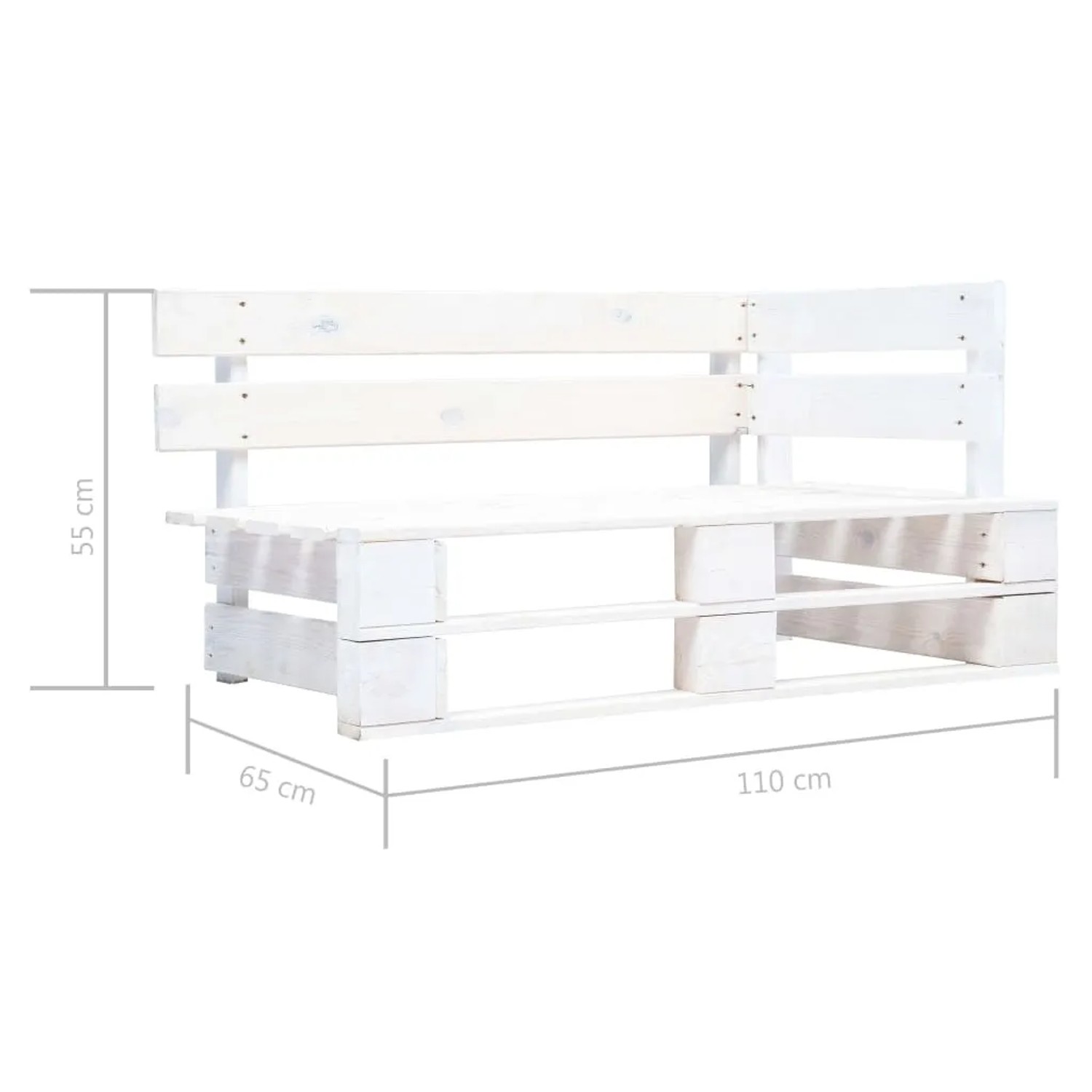 Weiße vidaXL Outdoor Eckbank aus Palettenholz, ideal für Garten und Terrasse.