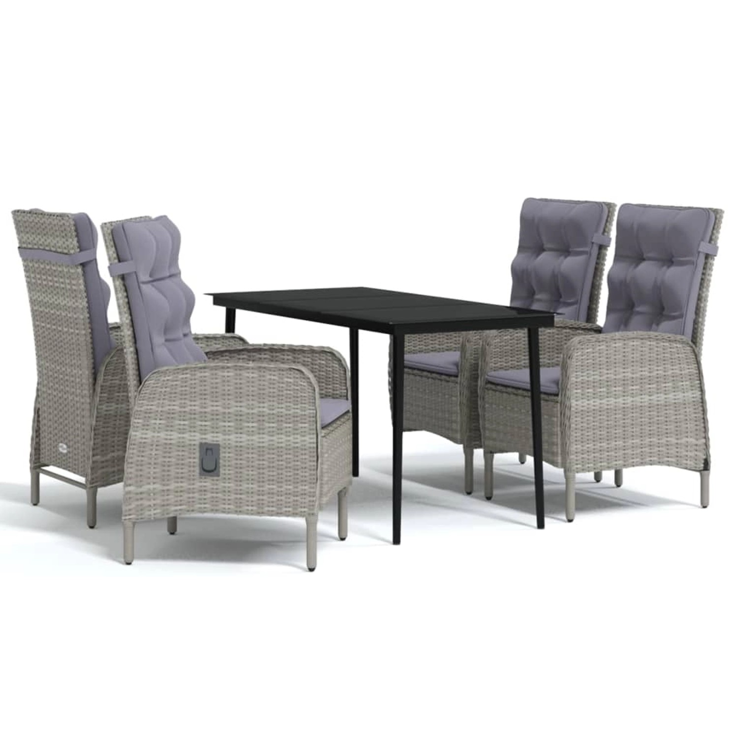 vidaXL 5-Tlg Garten-Essgruppe mit Kissen Grau und Schwarz 3099373