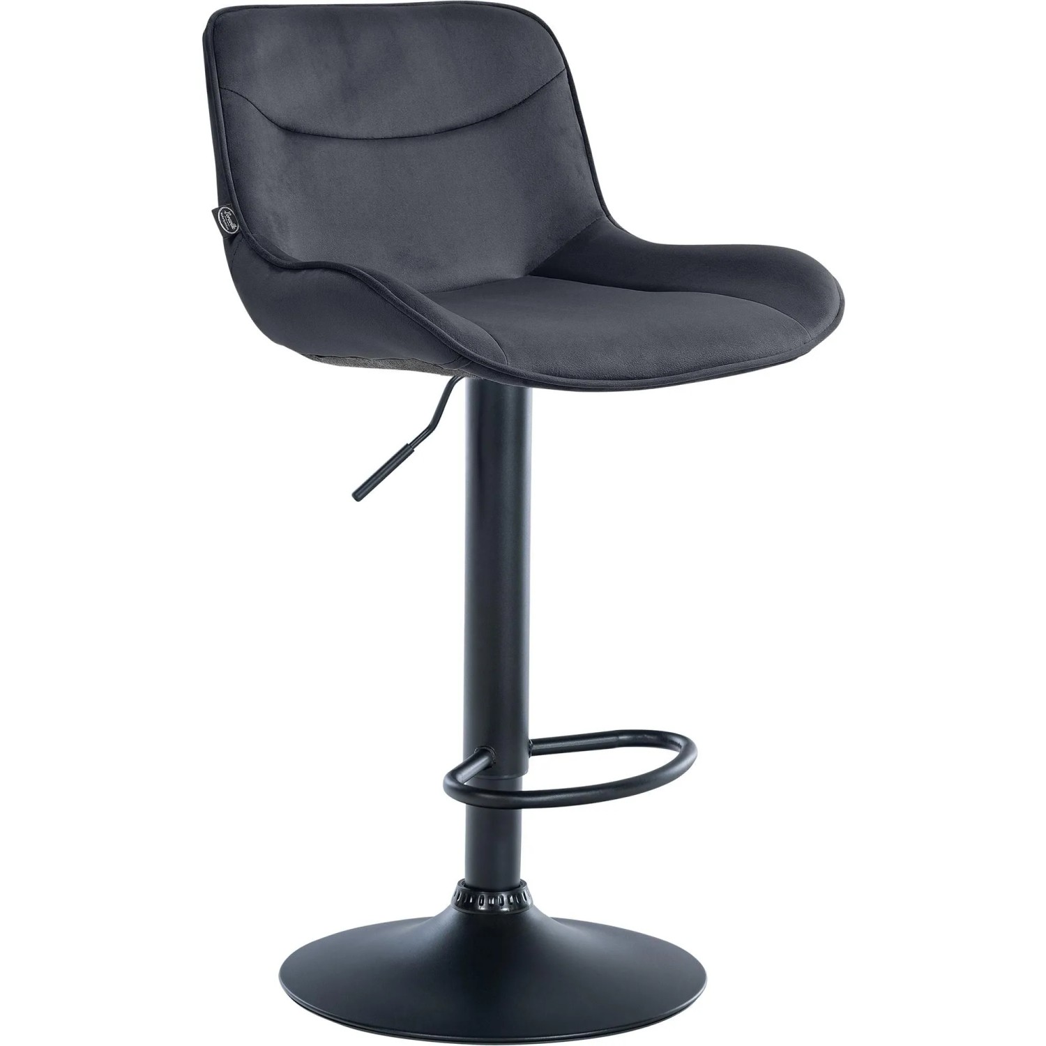 DELUKE Barhocker RAGAD Samt Schwarz 49x51x85cm Schwarz Barstuhl Höhenverstellbar Mit Lehne Drehbar Tresenhocker Tresenstuhl