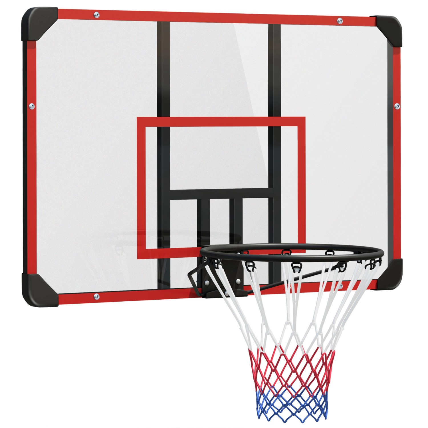 SPORTNOW Basketballkorb Stahl Kunststoff Schwarz Rot 113L x 61B x 73H cm