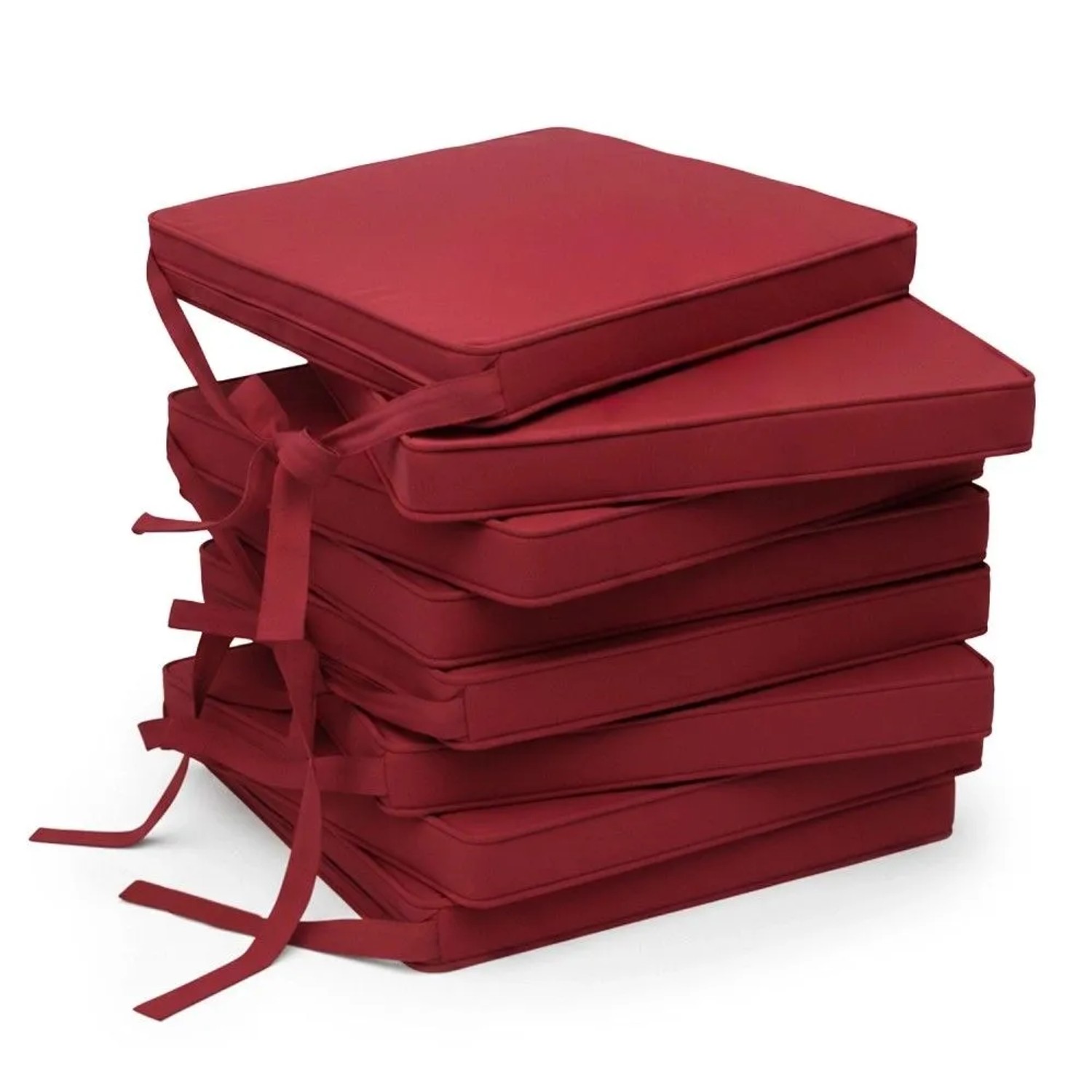 Beautissu 8er Set Loft SK Stuhlkissen 45x40 cm mit Bändern Rutschfest Rot