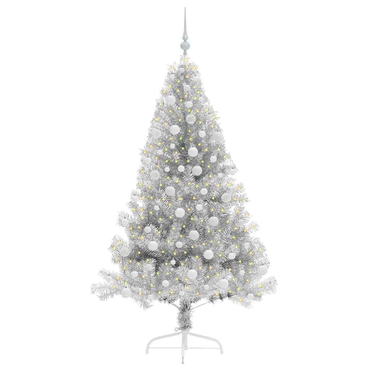 vidaXL Künstlicher Vorbeleuchteter Weihnachtsbaum Silber 180 cm 3397209